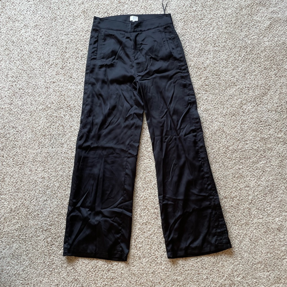 Black Satin Palazzo Pant